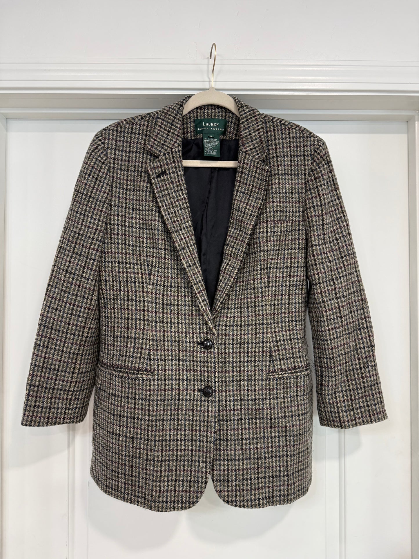 NEW!! Vintage Ralph Lauren Wool Tweed Houndstooth Blazer Size 12