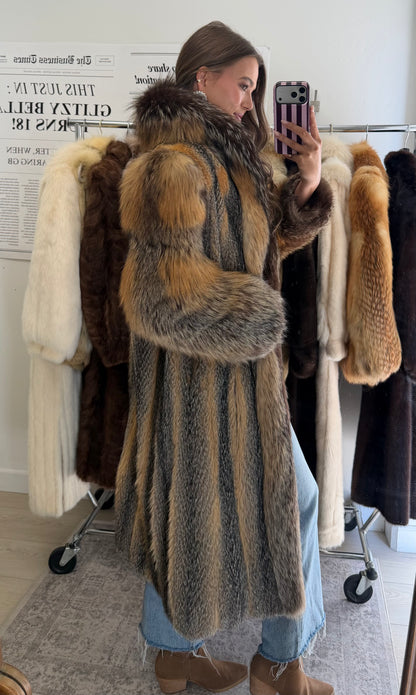 #59 Vintage Cross Fox Coat Size XS/S