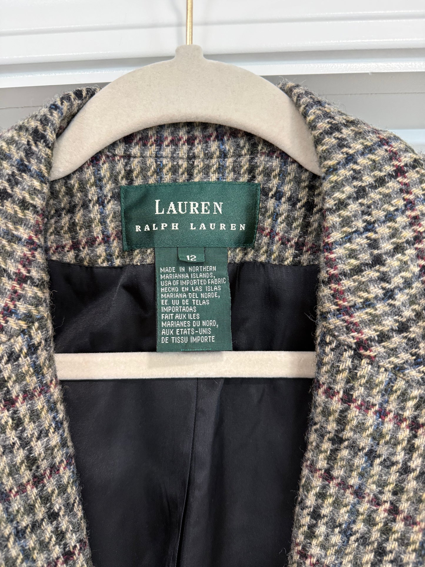 NEW!! Vintage Ralph Lauren Wool Tweed Houndstooth Blazer Size 12