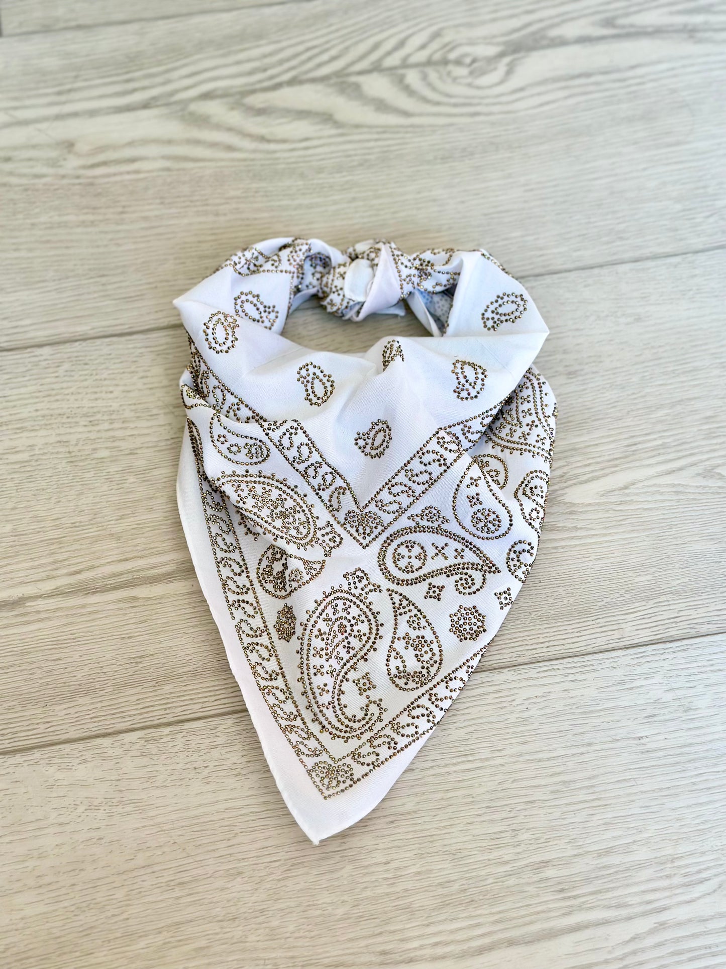 NEW!! Rhinestone Bandana in White