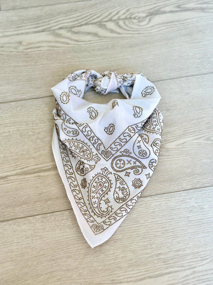 NEW!! Rhinestone Bandana in White