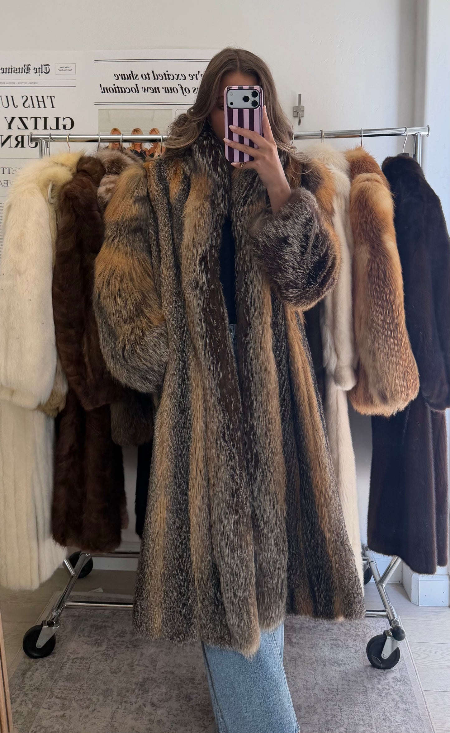 #59 Vintage Cross Fox Coat Size XS/S