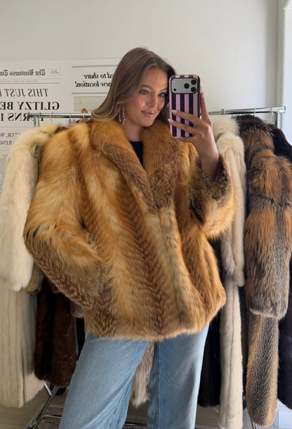 #64 Vintage Red Fox Jacket Size Small