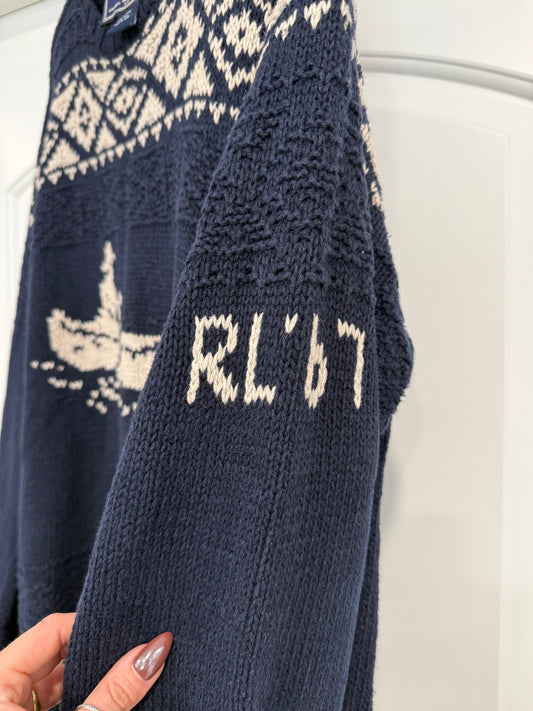 NEW!! Vintage Ralph Lauren Hand Knit Sweater Size Large