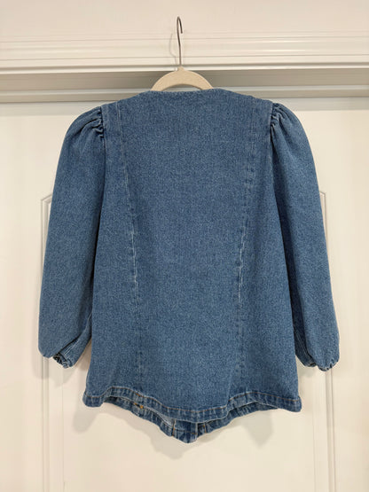 NEW!! Vintage Denim Button Up Top Size Medium