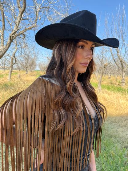 AS SEEN ON LILYAN COLE at the ACM AWARDS!! Cowhide Fringe Shawl in Tri-Color