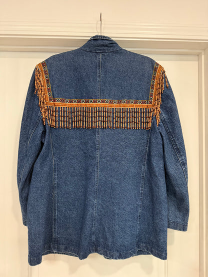 NEW!! Vintage Denim Beaded Blazer Size Large