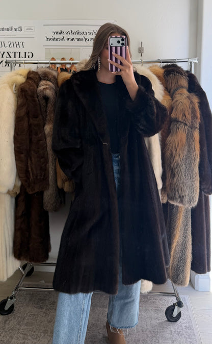 #47 Vintage Mahogany Mink Coat Size Medium