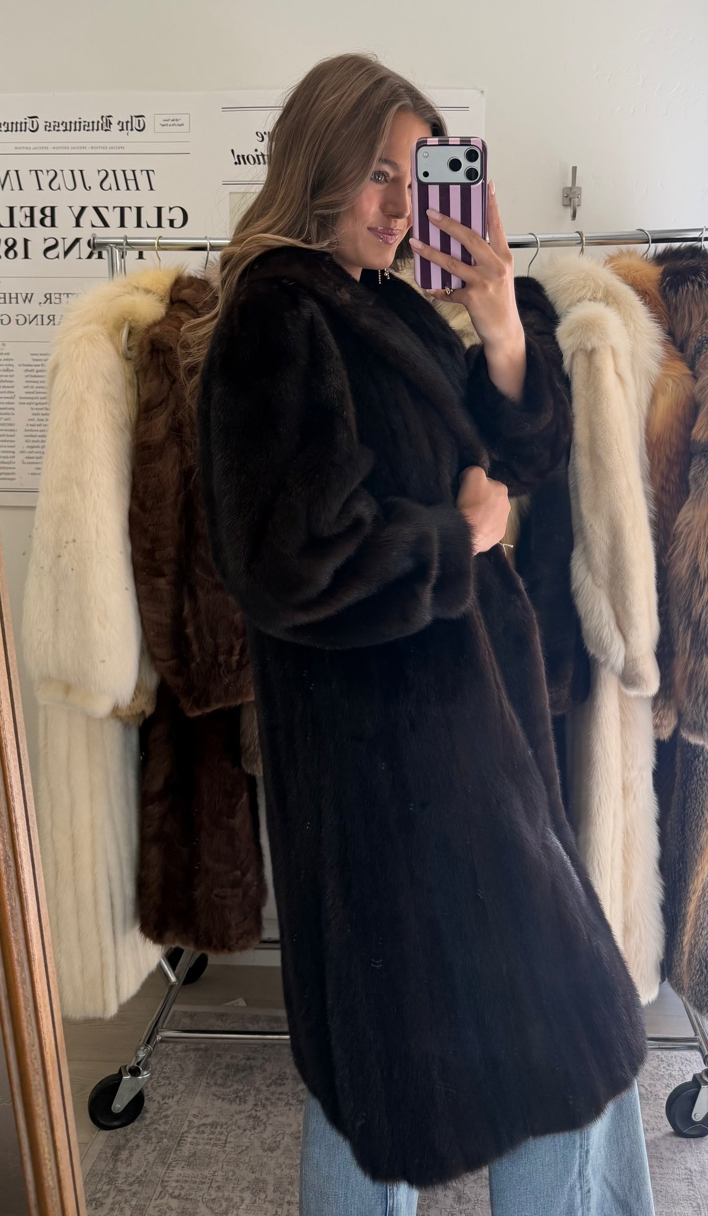 #47 Vintage Mahogany Mink Coat Size Medium