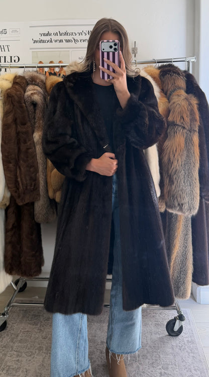 #47 Vintage Mahogany Mink Coat Size Medium