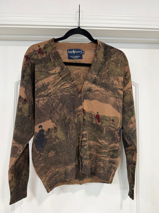 NEW!! Vintage Ralph Lauren Lambswool Equestrian Cardigan Size Medium