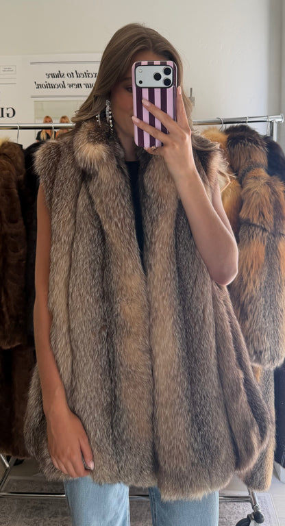 #60 Vintage Crystal Fox Vest Size Medium