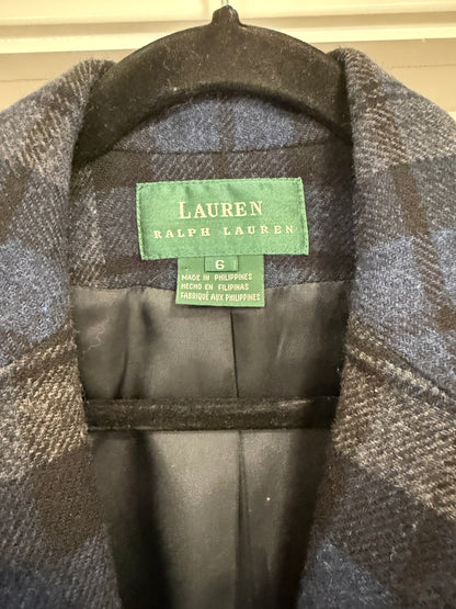 NEW!! Vintage Ralph Lauren Blue Plaid Wool Blazer Size 6
