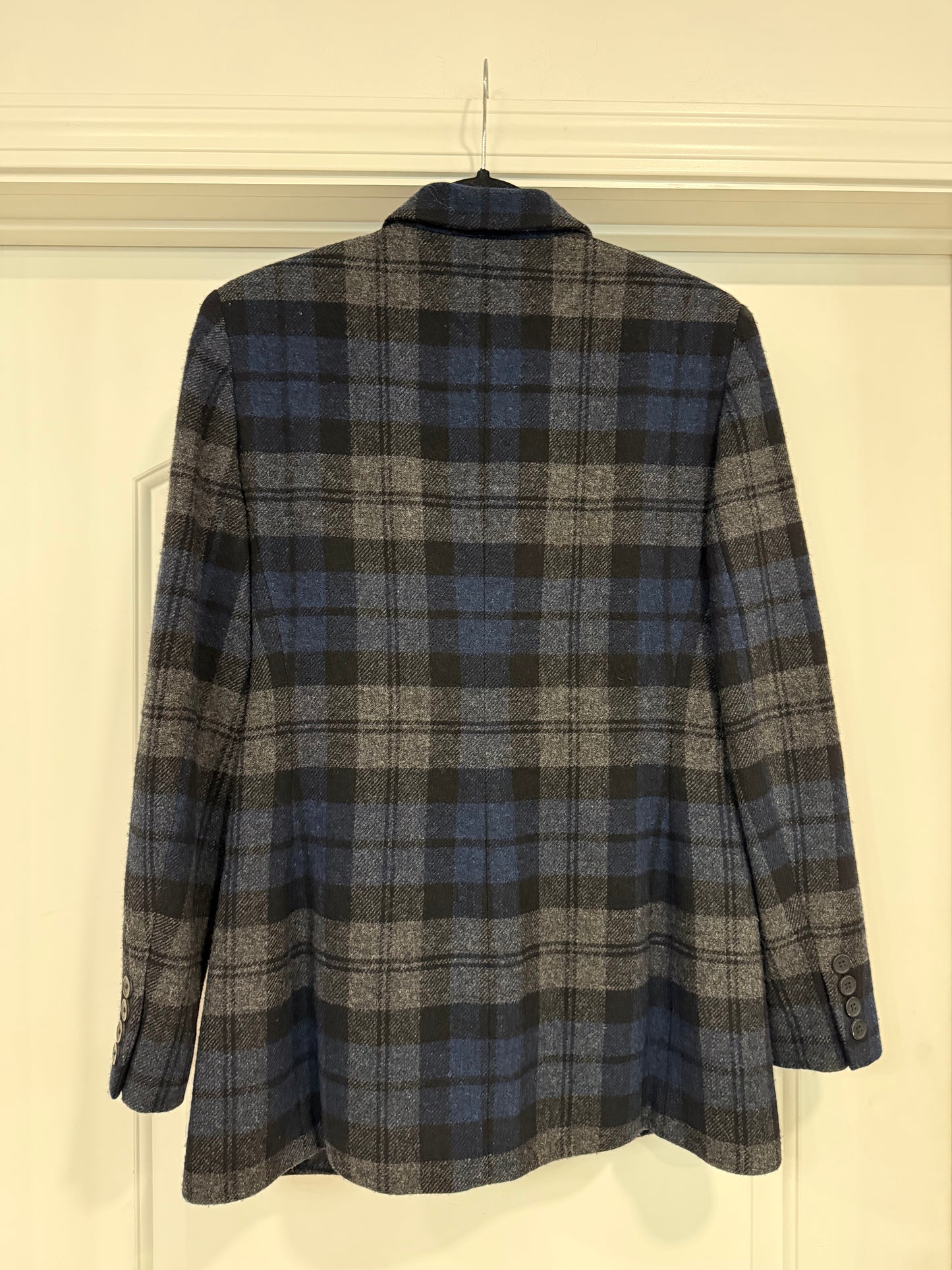 NEW!! Vintage Ralph Lauren Blue Plaid Wool Blazer Size 6