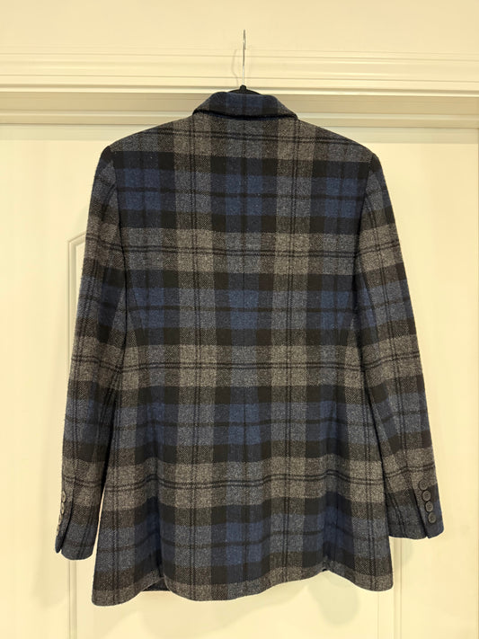 NEW!! Vintage Ralph Lauren Blue Plaid Wool Blazer Size 6
