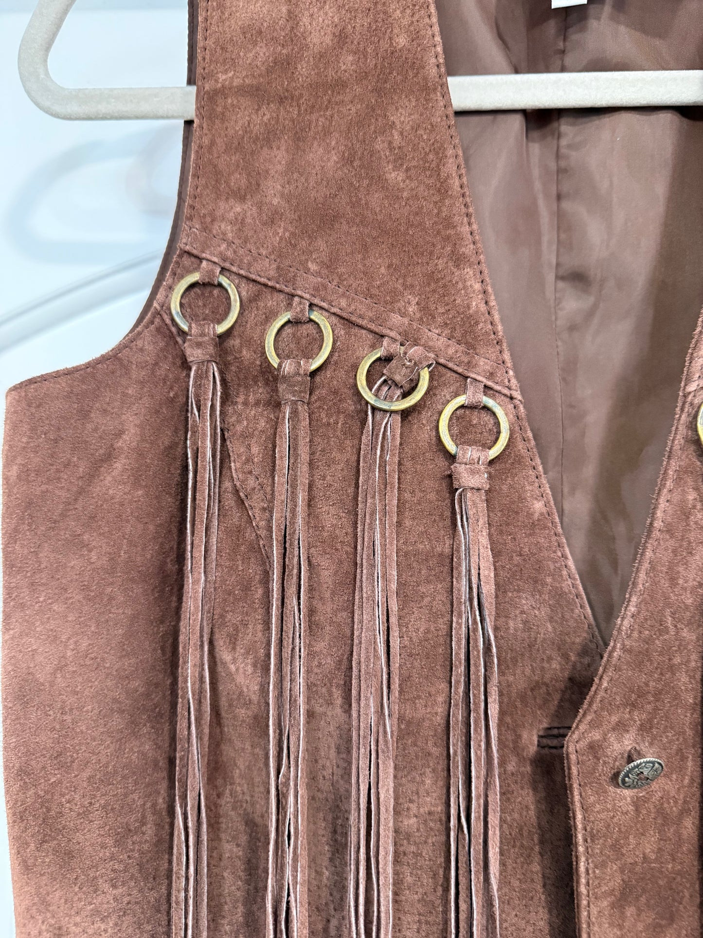 NEW!! Vintage Suede Fringe Vest Size Small