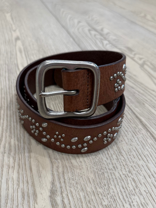 NEW!! Vintage Ralph Lauren Brown W/ Silver Studded Belt Size Medium