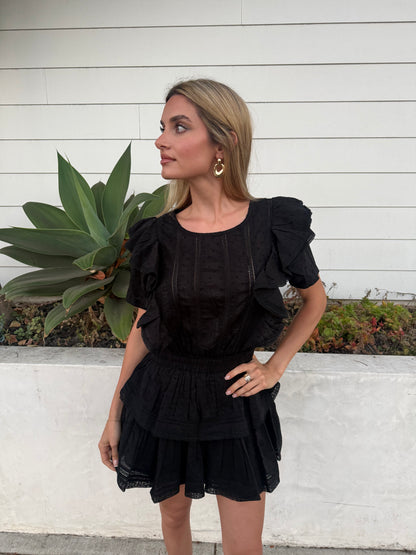 Natasha Heritage Mini Dress - Black
