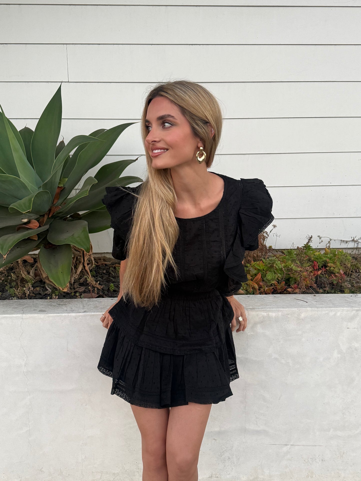 Natasha Heritage Mini Dress - Black
