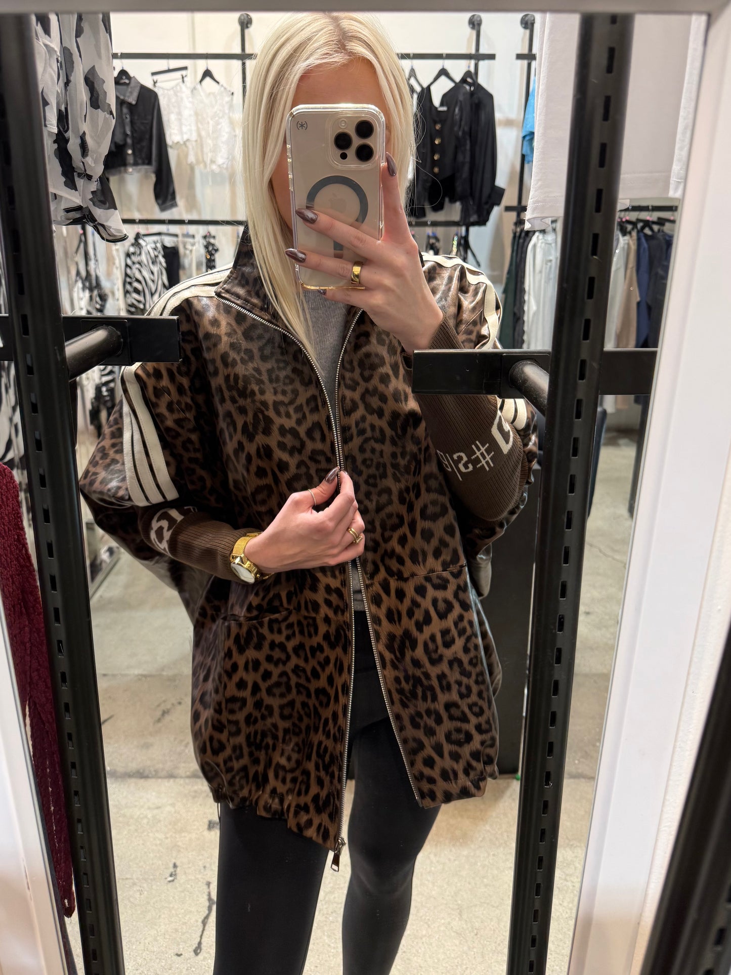 NEW!! Cheetah Print Oversized Zip Up Jacket