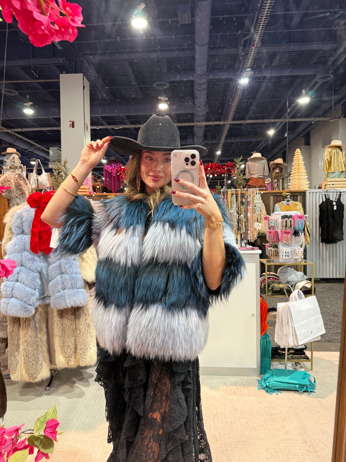 #155 Vintage Dyed Fox Fur Jacket - Size Small