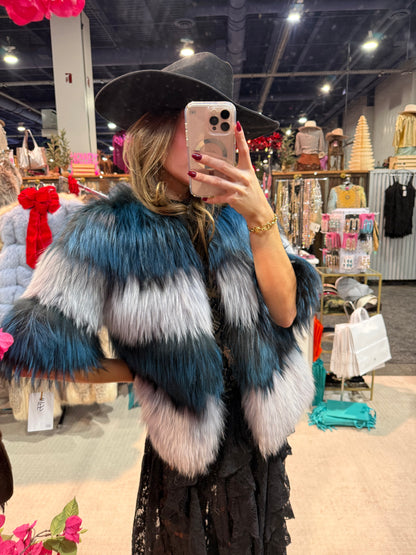 #155 Vintage Dyed Fox Fur Jacket - Size Small