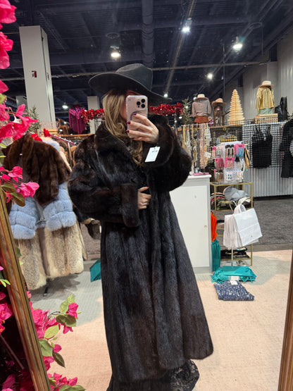#176 Vintage Mahogany Mink Fur Coat Size Medium