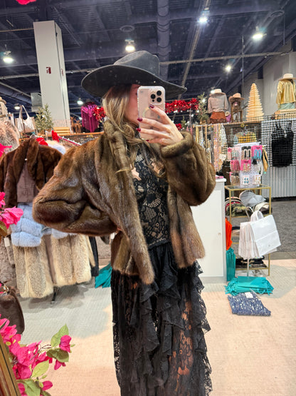 #185 Vintage Mahogany Mink Jacket Size