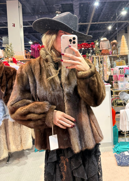 #185 Vintage Mahogany Mink Jacket Size