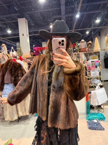 #185 Vintage Mahogany Mink Jacket Size