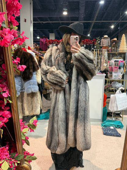 #S18 Vintage Indigo Dyed Fox Directional Coat Size Medium/Large