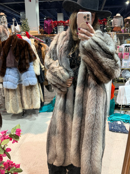 #S18 Vintage Indigo Dyed Fox Directional Coat Size Medium/Large