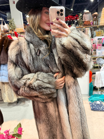 #S18 Vintage Indigo Dyed Fox Directional Coat Size Medium/Large