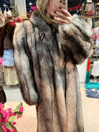 #S18 Vintage Indigo Dyed Fox Directional Coat Size Medium/Large