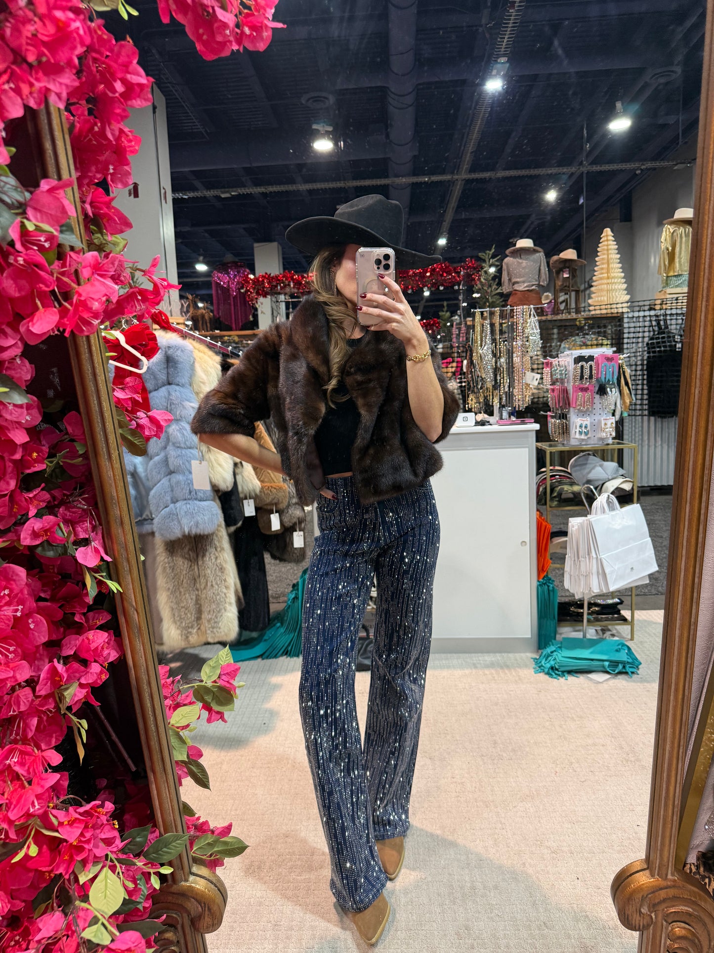 #147 Vintage Mahogany Mink Crop Fur Jacket Size Small