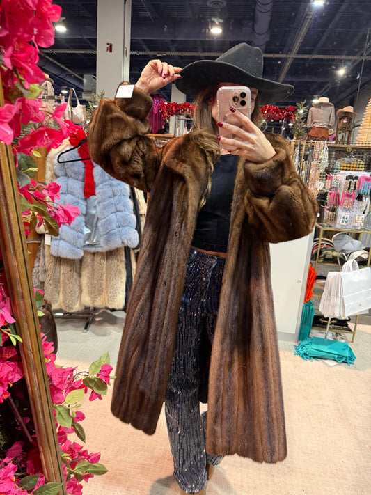#126 Vintage Mahogany Mink Coat Size S/M