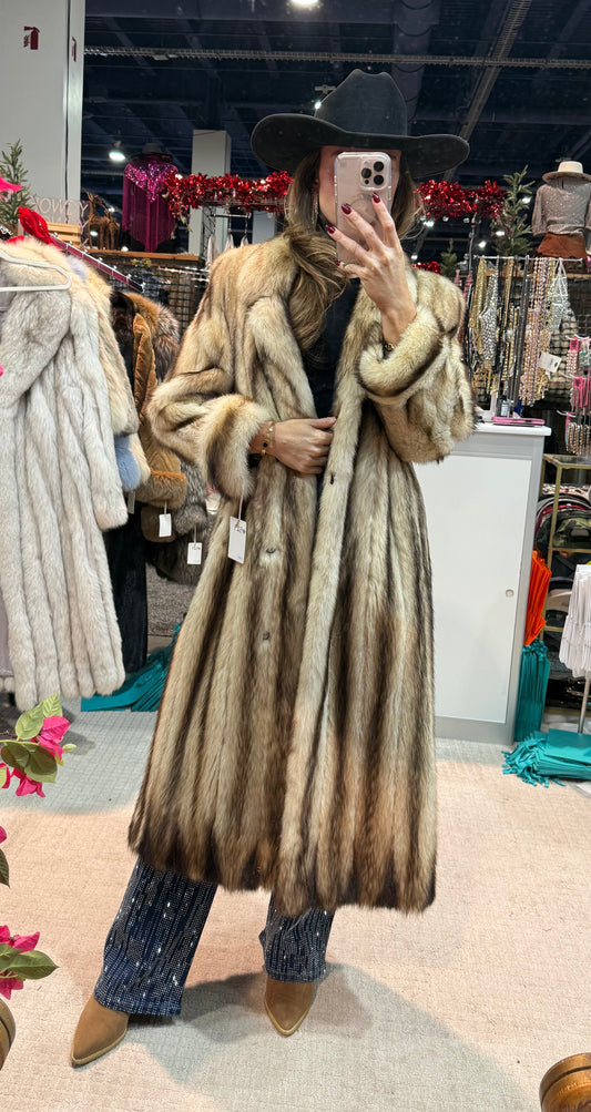 #S29 Vintage Natural Fitch Coat - Size Small