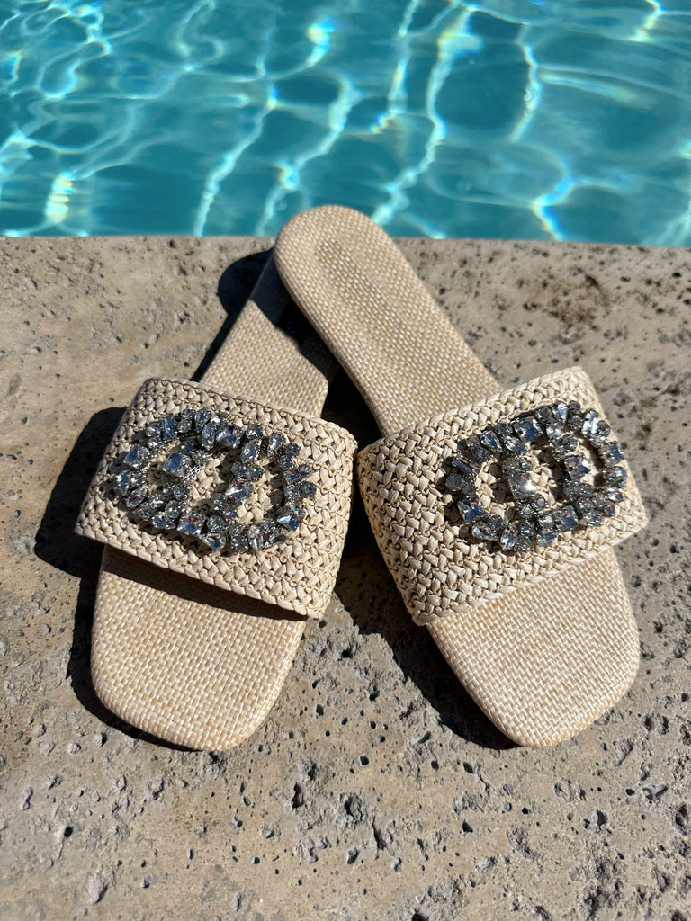 NEW!! Seychelles Raffia Slide in Natural