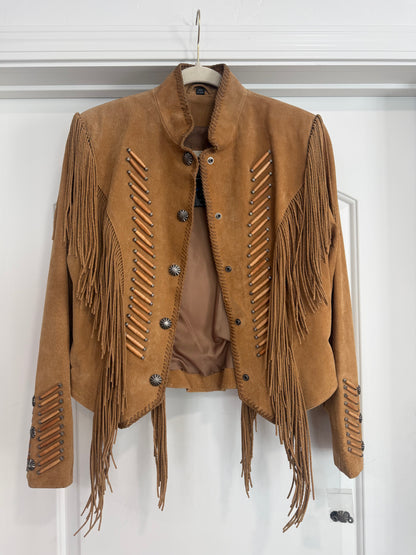 Vintage Cripple Creek Fringe Leather Jacket Size Large