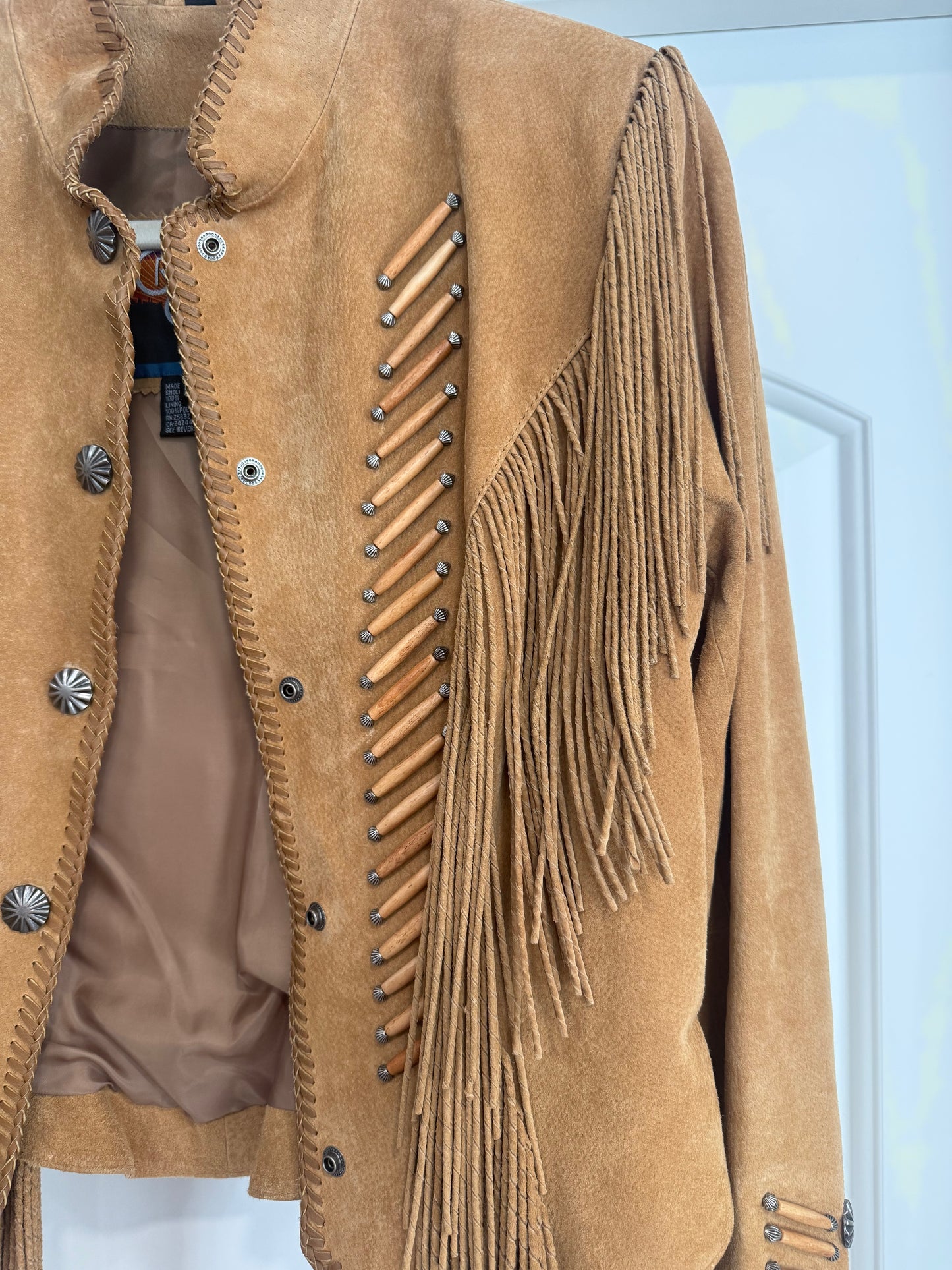 Vintage Cripple Creek Fringe Leather Jacket Size Large