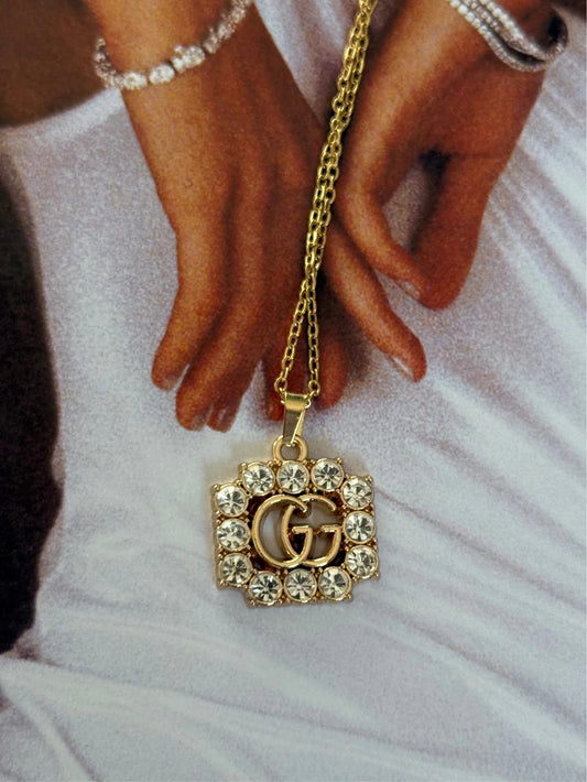 NEW!! Authentic Vintage Crystal G Pendant Necklace in 2 Sizes