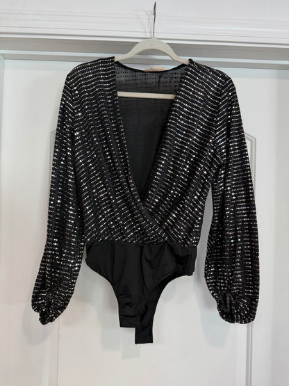 FINAL SALE!! Black Sequin Bodysuit