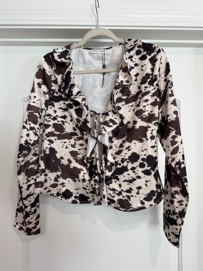 FINAL SALE!! Cow Print Tie Top