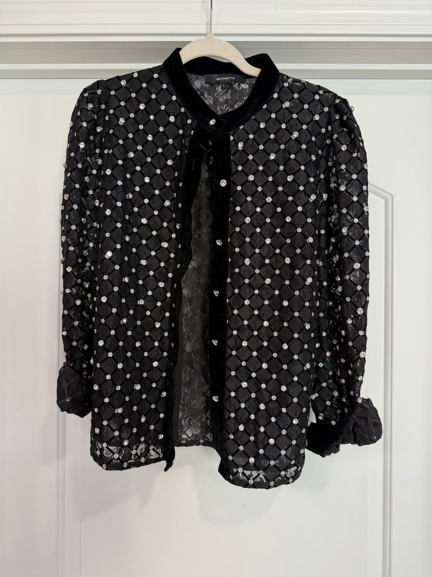 FINAL SALE!! Black Rhinestone Button Up Top