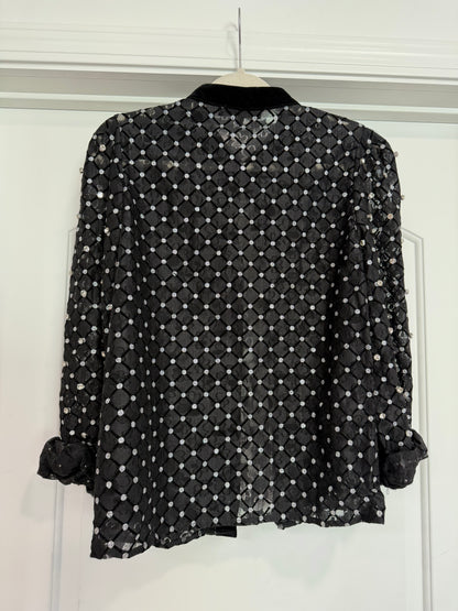 FINAL SALE!! Black Rhinestone Button Up Top