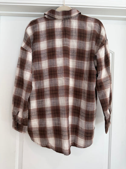 FINAL SALE!! Brown Plaid Button Down Top