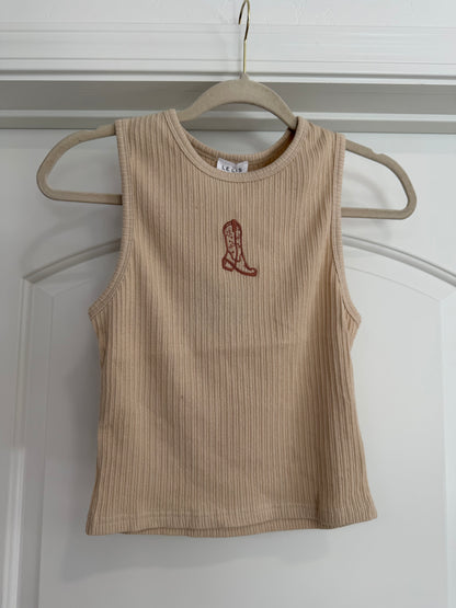 FINAL SALE!! Cowgirl Boot Embroidered Tank