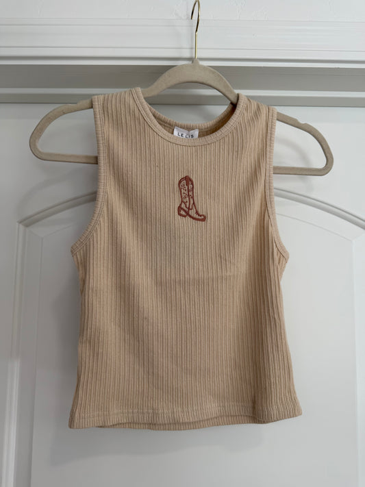 FINAL SALE!! Cowgirl Boot Embroidered Tank
