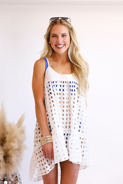 NEW!! Eyelet High Low Coverup in White