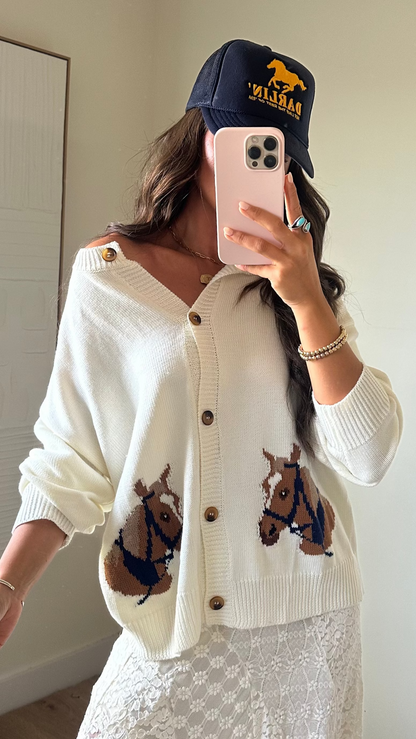NEW!! "HORSE" Graphic Long Sleeve Cardigan
